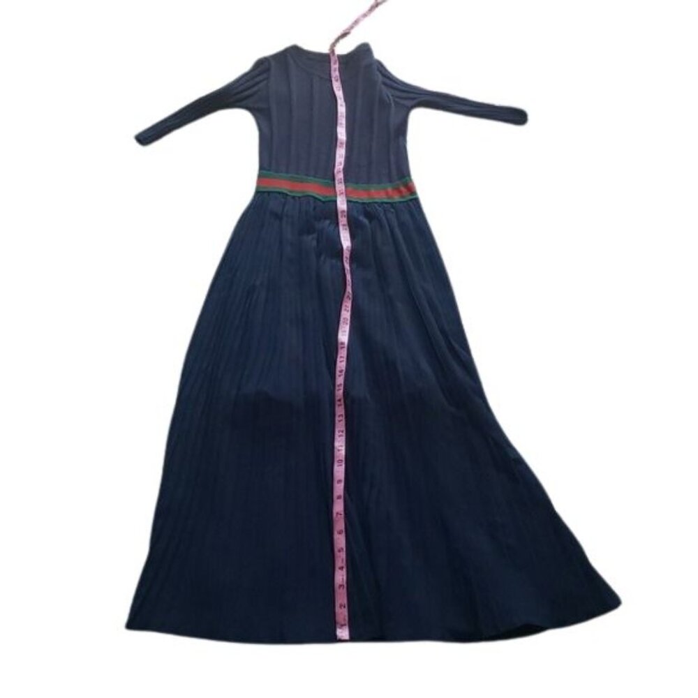 Women’s Navy Maxi Dress with Red-Green Waistband - Picture 13 of 15